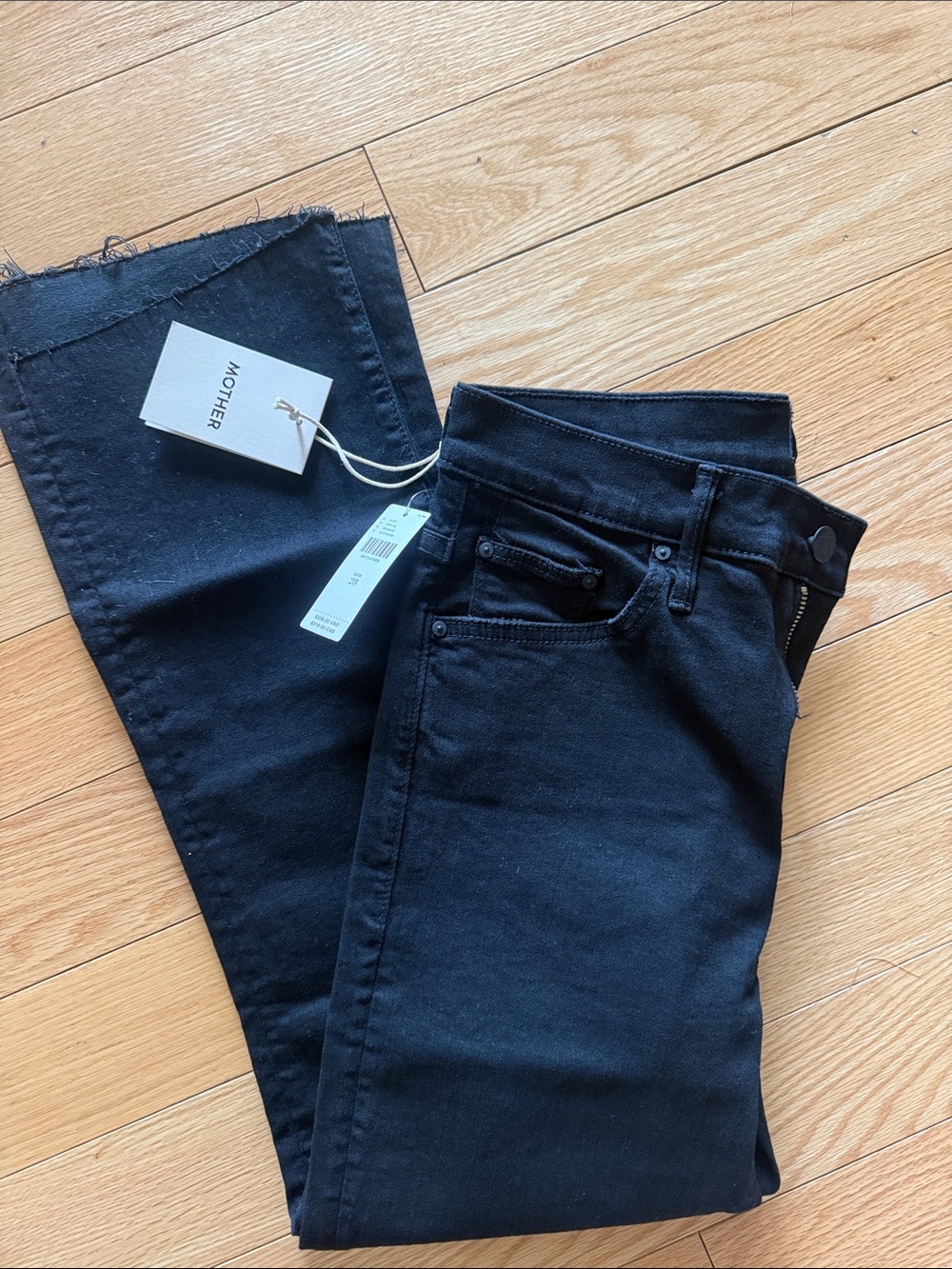 MOTHER Black Denim Straight Jeans